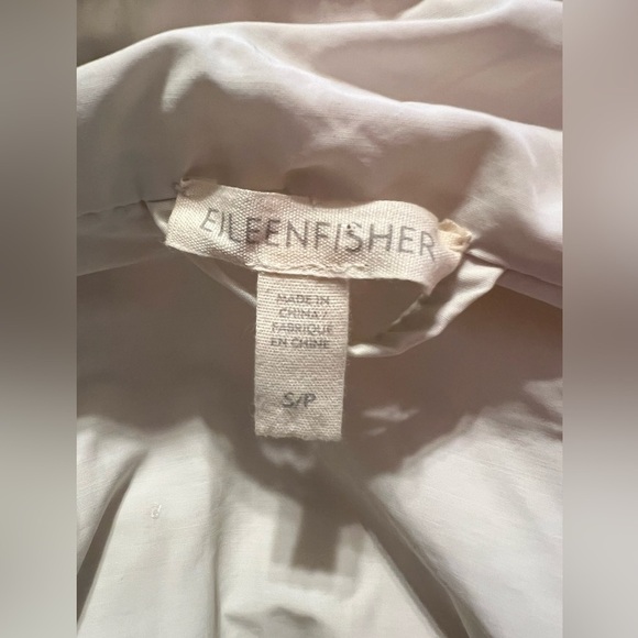 Eileen Fisher long zip & button up oversized raincoat rain jacket with hood bone - Picture 11 of 12